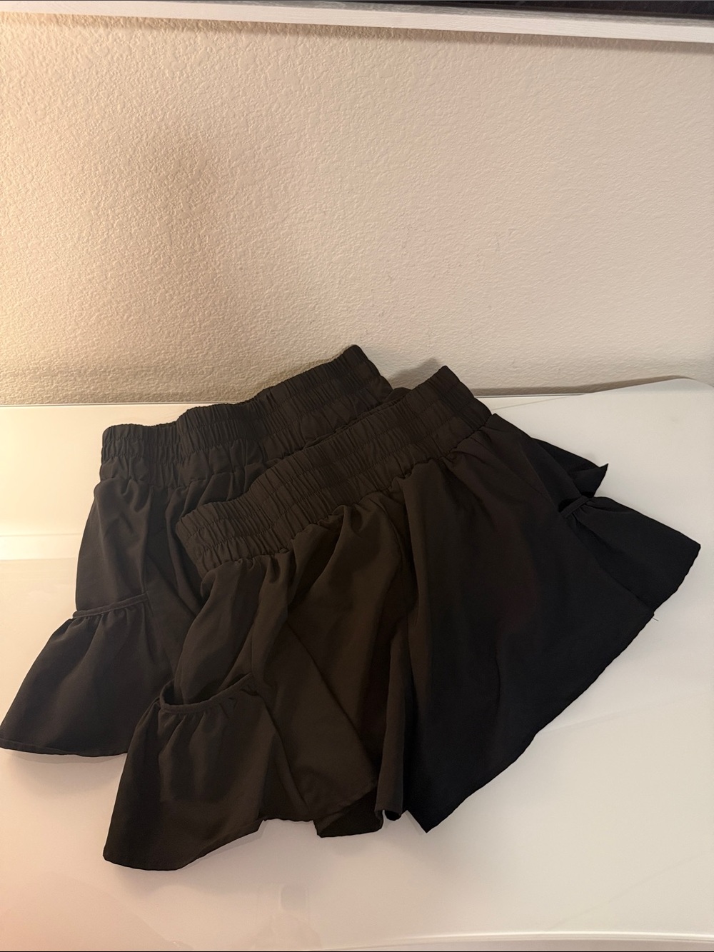 Women's Black Flirty Athletic Shorts with Ruffled Hem Bundle of 2 Size XL